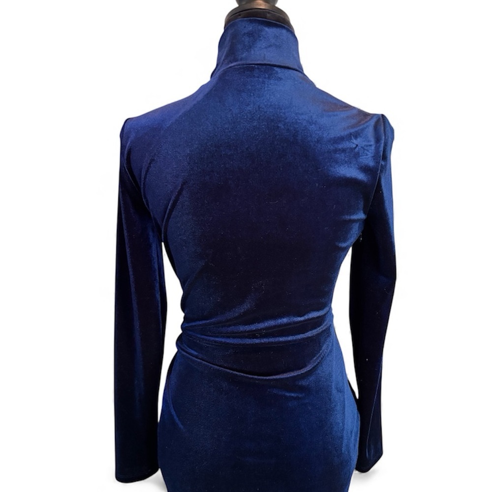 ANTONIO MELANI Rebel Velvet Mock Neck Sheath Dress in Midnight Blue, size 4 - Picture 7 of 14
